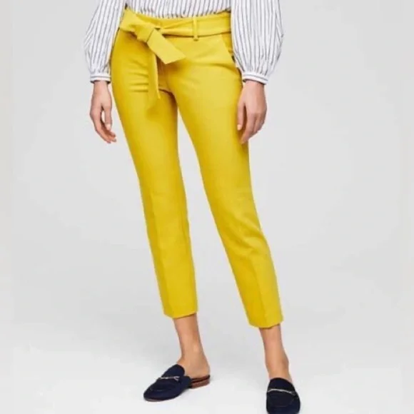 LOFT Yellow Tie-Waist Pants - Picture 2 of 6